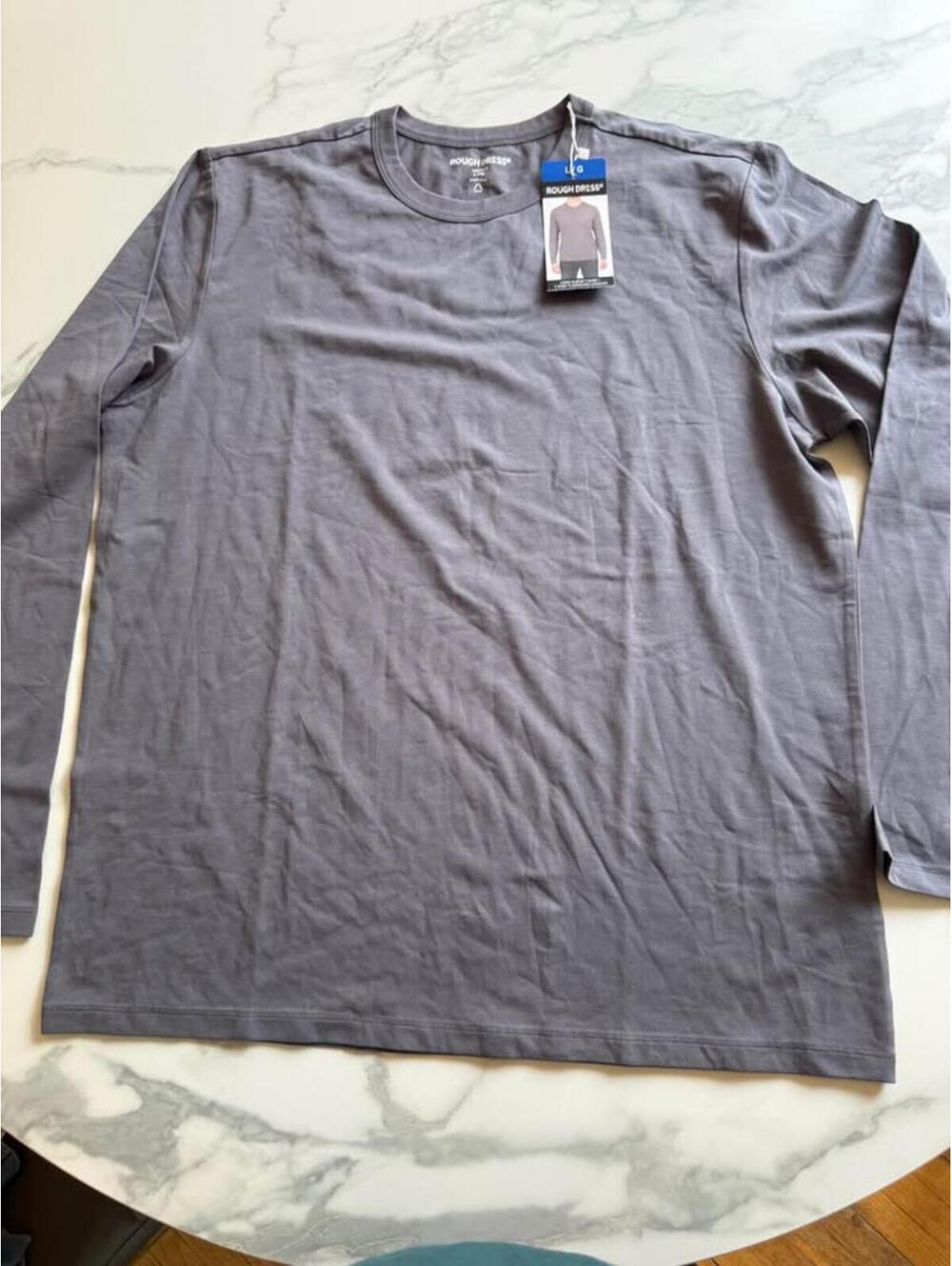 ROUGH DRESS Grey Long Sleeve T-Shirt Large